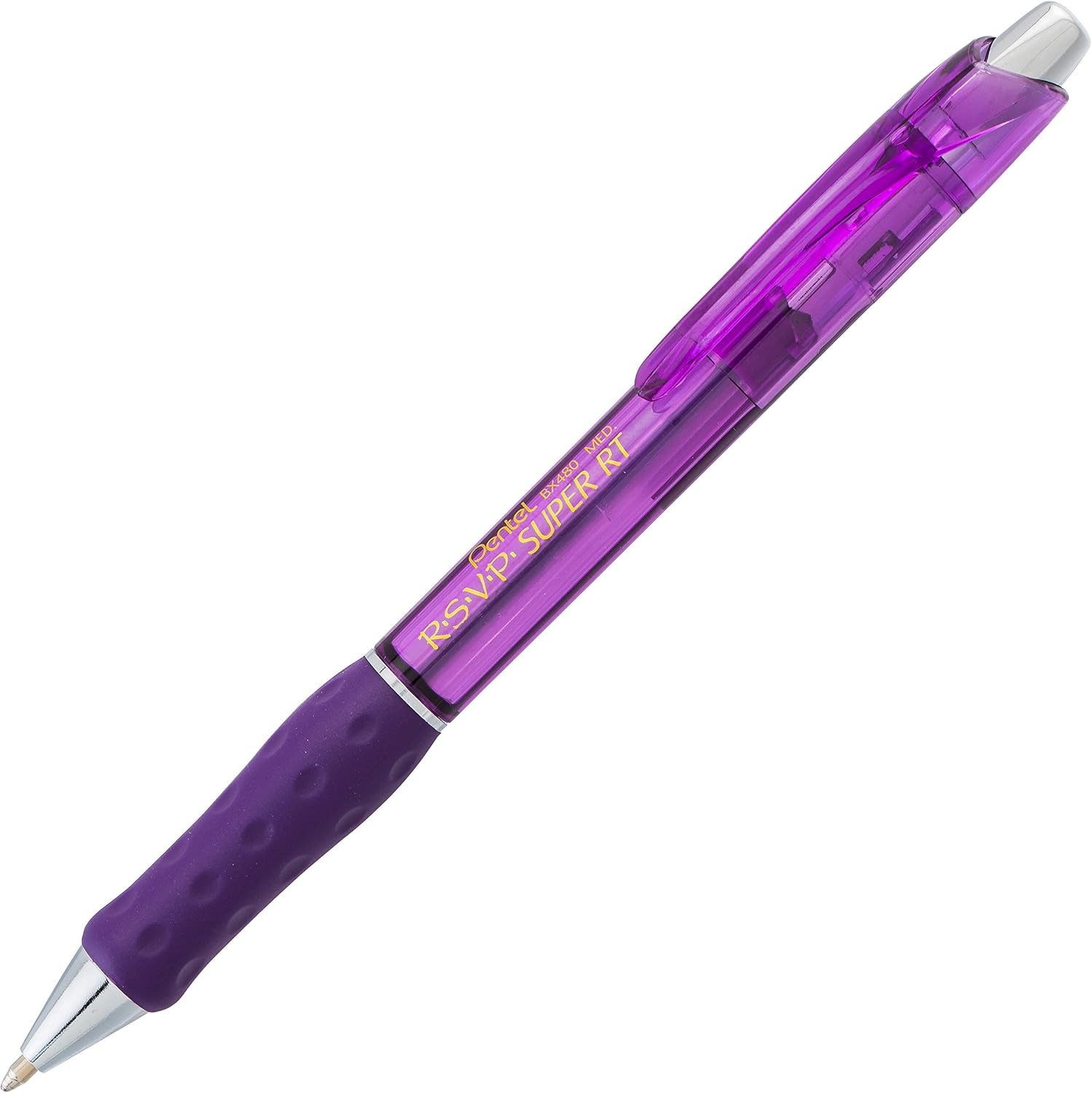 Pentel RSVP Super RT – Bolígrafo (0.039 pulgadas), línea media, tinta violeta, caja de 12 unidades (BX480-V)