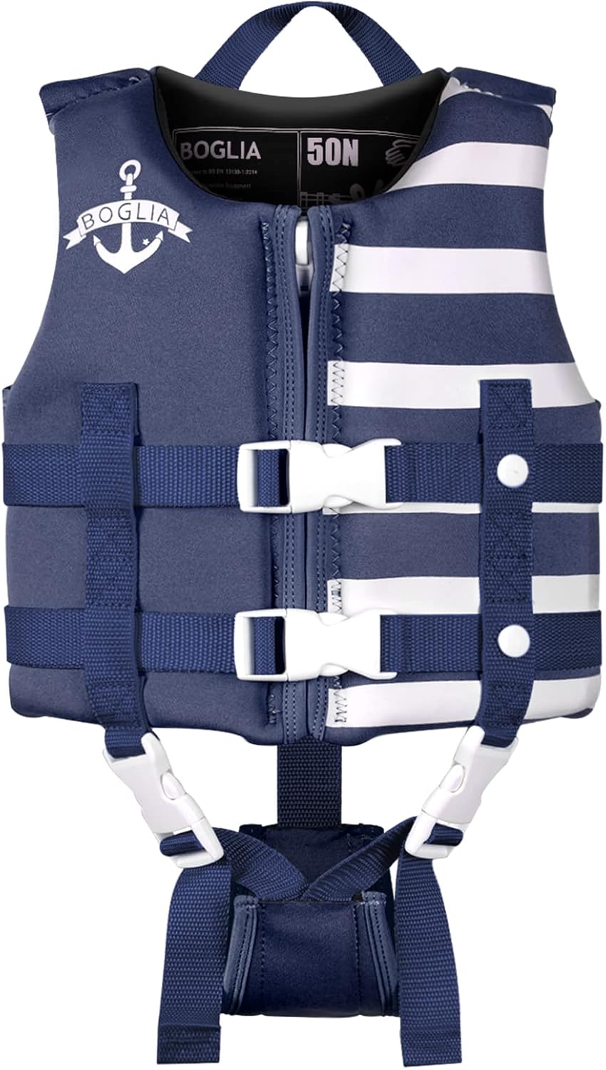 Boglia Chaleco de natación para niños pequeños con correa de seguridad ajustable para aprender a nadar, niños de 1 a 9 años, 24 a 75 libras