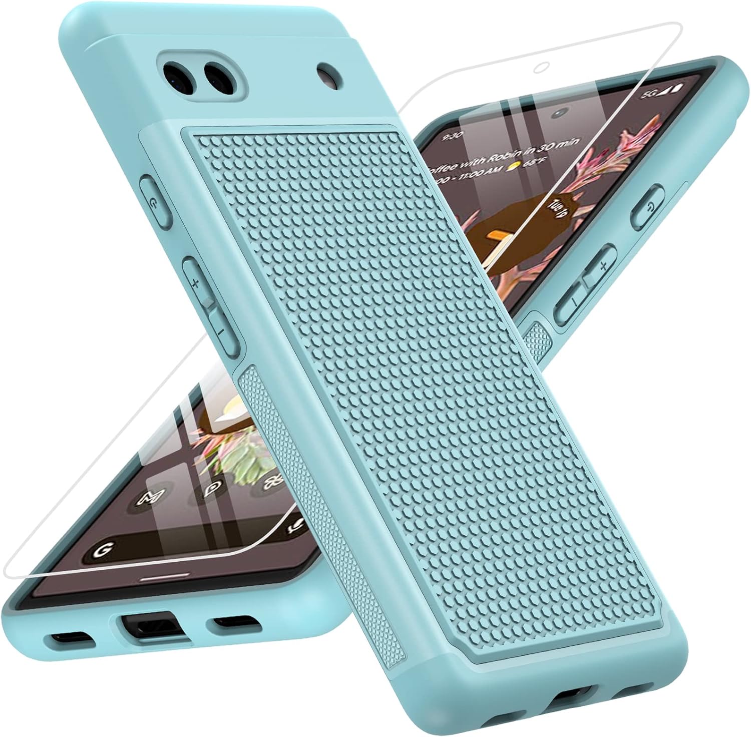 JXVM Funda para teléfono Google Pixel 6a funda protectora de doble capa resistente para teléfono celular, a prueba de golpes, con parte trasera