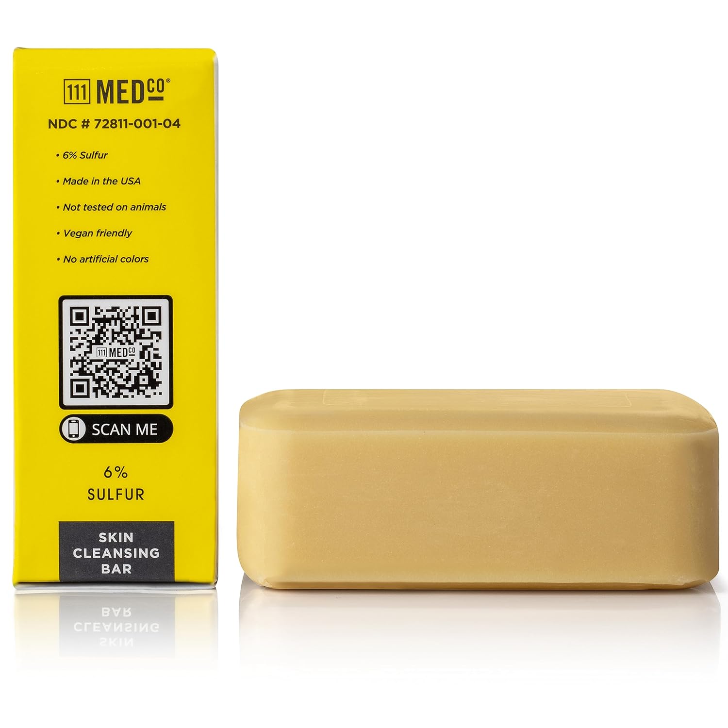 111MedCo Barra de jabón limpiadora de piel medicada con 6% de sulfuro de 4 oz