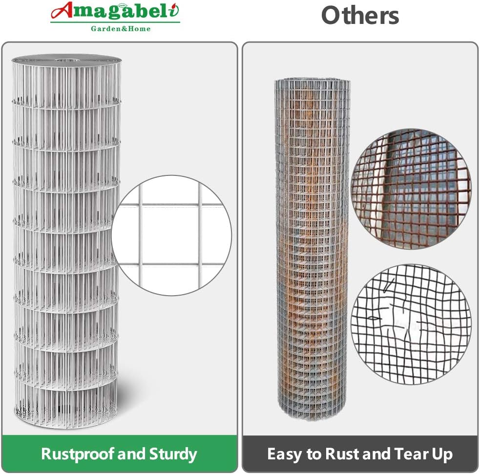 AMAGABELI GARDEN & HOME Paño de hardware 36 pulgadas x 50 pies 2 “X4” galvanizado antes de soldar aberturas cuadradas calibre 15 rollo de valla de