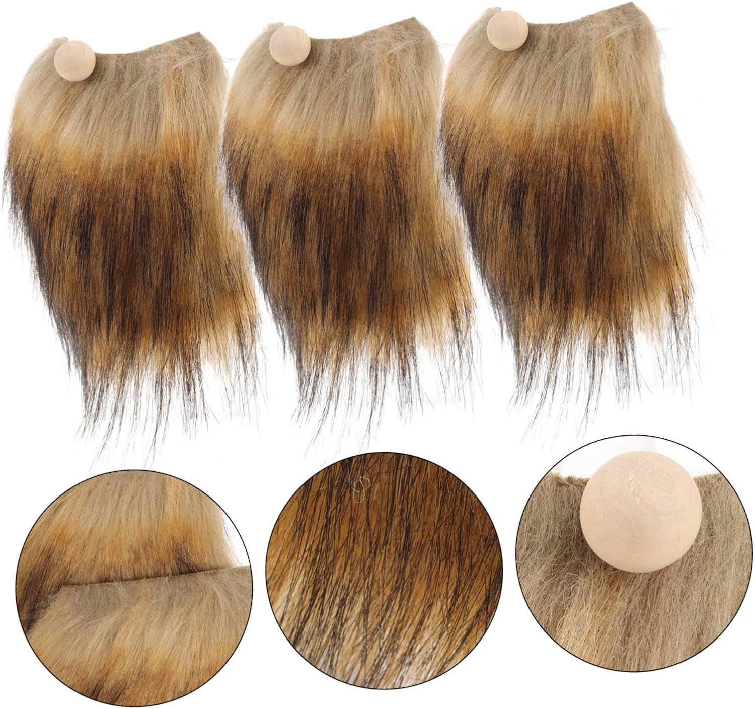 UKCOCO 1 juego de suministros para hacer gnomos, barbas de gnomos falsos, suministros de gnomo, cuentas de madera, nariz, barba falsa, gnomo,