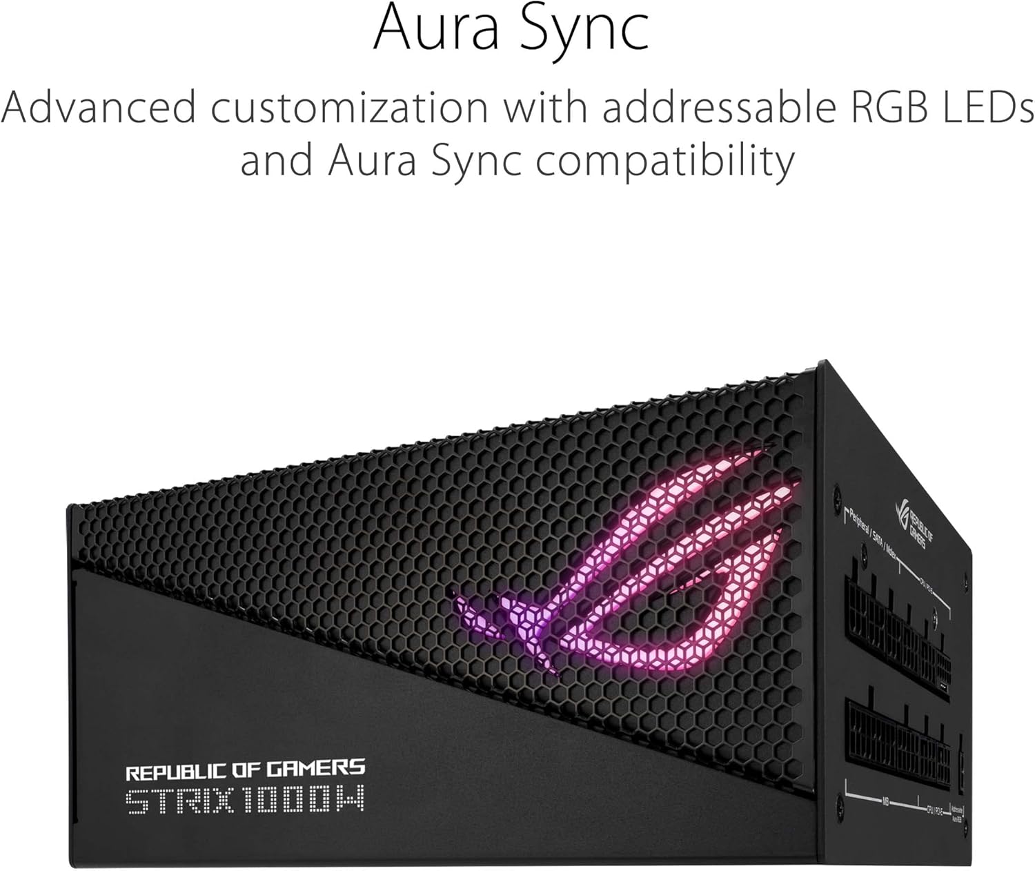 ASUS ROG Strix 1000W Gold Aura Edition (fuente de alimentación totalmente modular, certificado Gold 80+, ATX 3.0, certificación Cybenetics Lambda