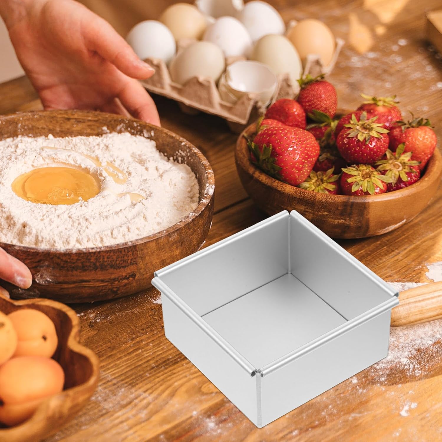 Kichvoe Molde para hornear pasteles cuadrado de 10 pulgadas con parte inferior extraíble, molde de gasa para tartas de queso, molde antiadherente