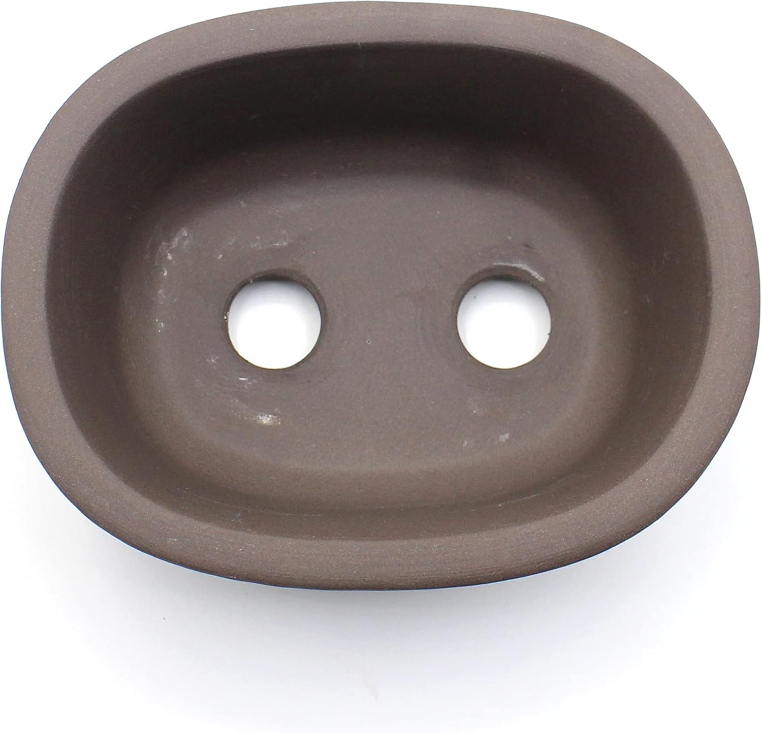 Bonsai Pot Seto-Yaki de cerámica ovalada con borde (6.5 pulgadas, sin esmaltar)