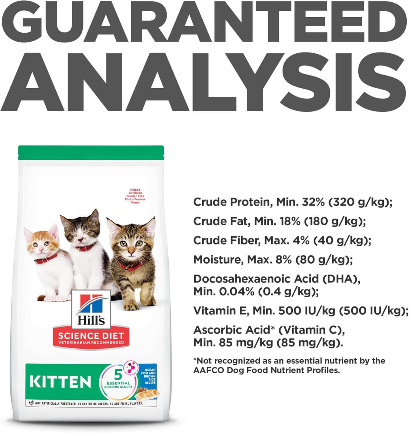 Hill’s Pet Nutrition Science Diet Kitten Ocean Fish & Brown Rice Receta de alimento seco para gatos, bolsa de 7 libras