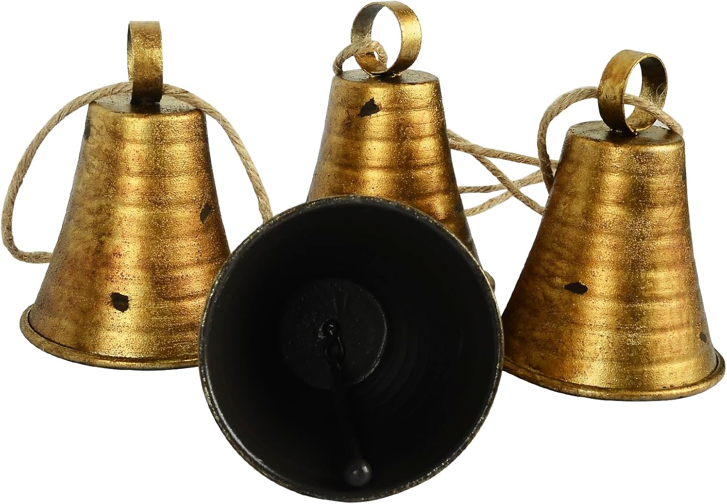 Styleonme Campanas decorativas, campanas de decoración de Navidad, campanas de bendición de metal para interiores y exteriores, juego de 4 campanas