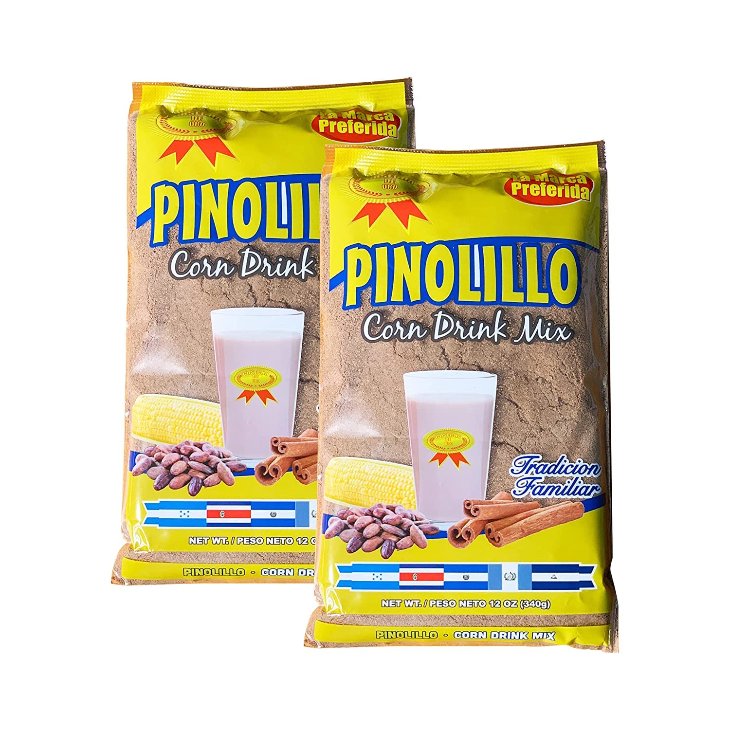 Pinolillo Nicaraguense – Mezcla tradicional de bebida de maíz de Nicaragua – Bebida de maíz y cacao y canela – Cosecha de oro – 12 oz 11.99 oz