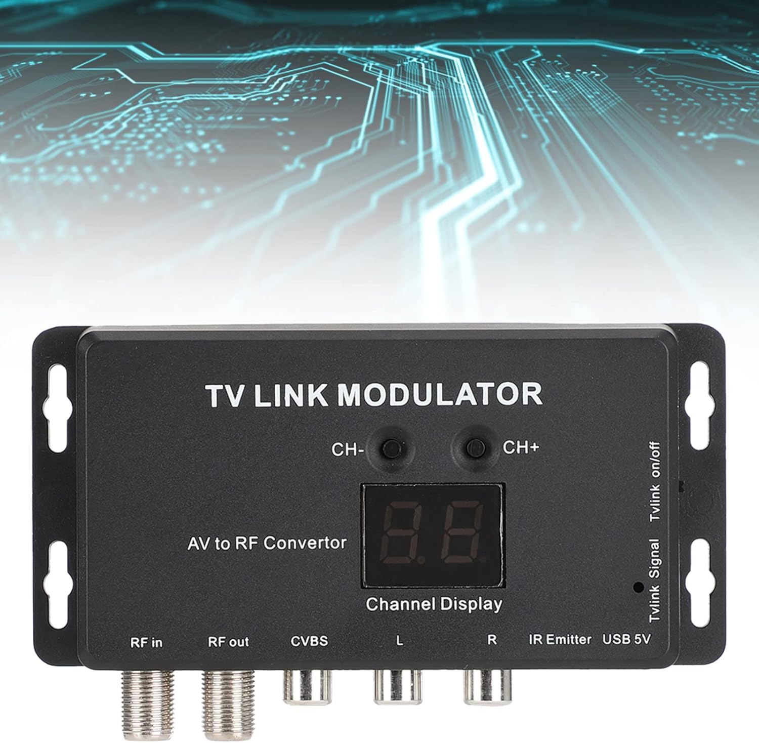Modulador UHF, modulador de enlace de TV TM70, convertidor AV a RF, extensor IR con pantalla de canal, modulador RF para TV con cable de carga USB