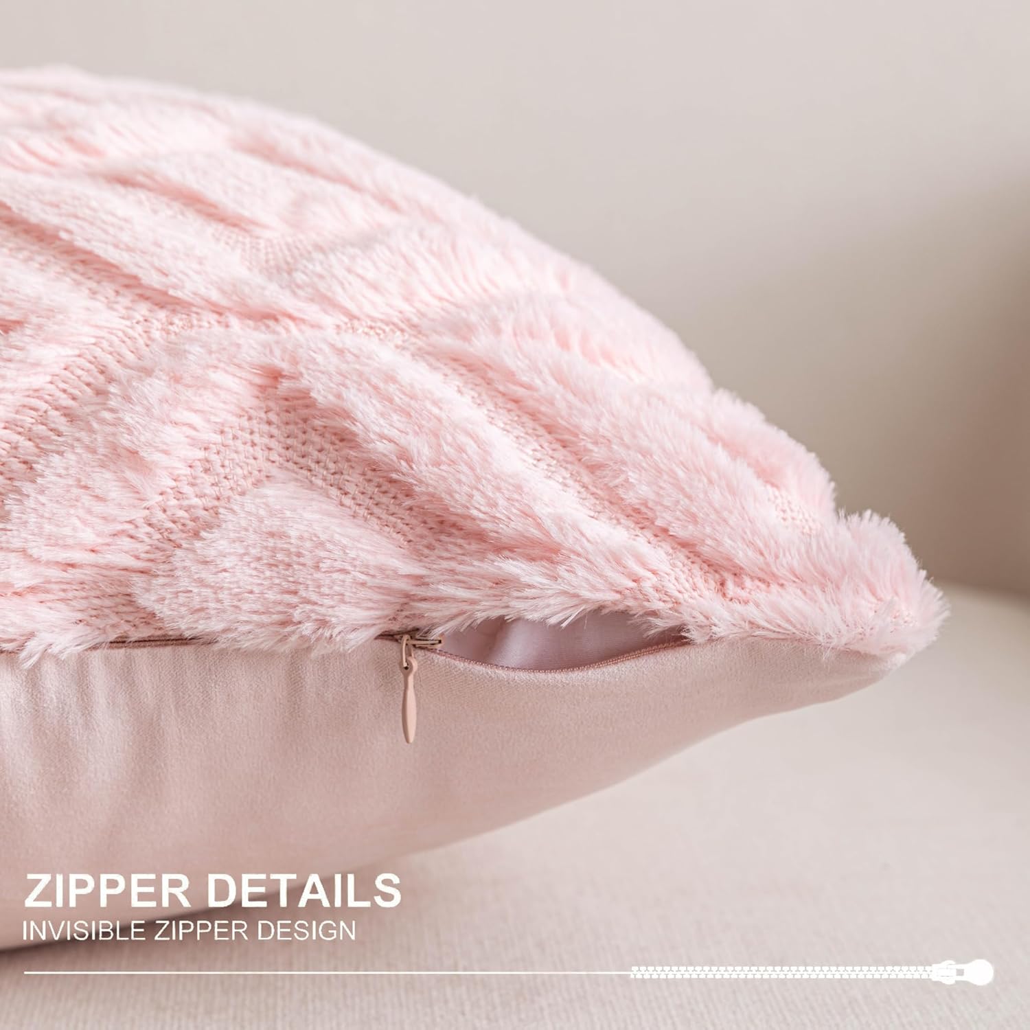 AQOTHES Juego de 2 fundas de almohada de piel sintética de color rosa suave de 12 x 20 pulgadas, almohadas lumbares decorativas bohemias para sofá,