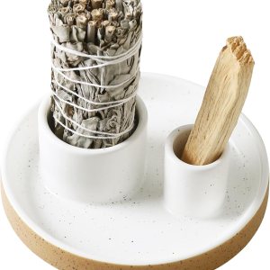 Bandeja de cerámica para manchas, cuenco 2 en 1, soporte para salvia, soporte para palo, incienso para salvia y palo Santo, ideal para sala de yoga Bandeja de cerámica para manchas, cuenco 2 en 1, soporte para salvia, soporte para palo, incienso para salvia y palo Santo, ideal para sala de yoga