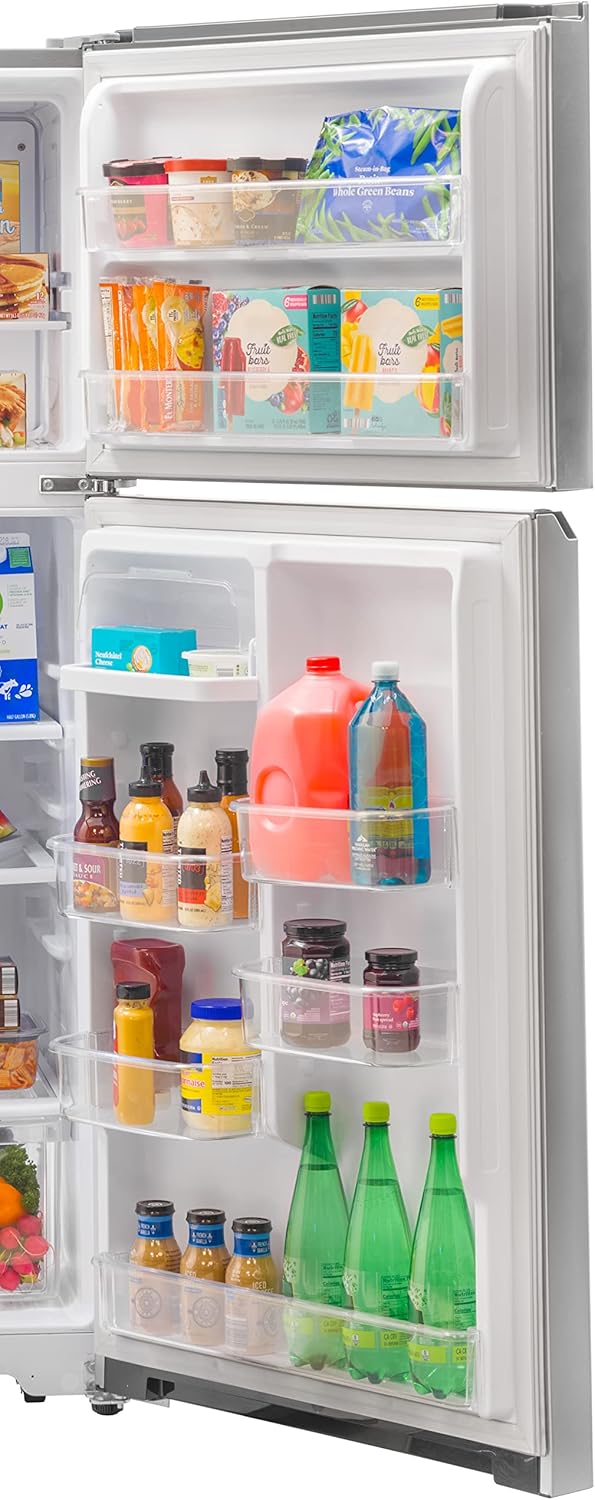 Winia Refrigerador congelador superior de 18 pies cúbicos con máquina de hielo – Acero inoxidable