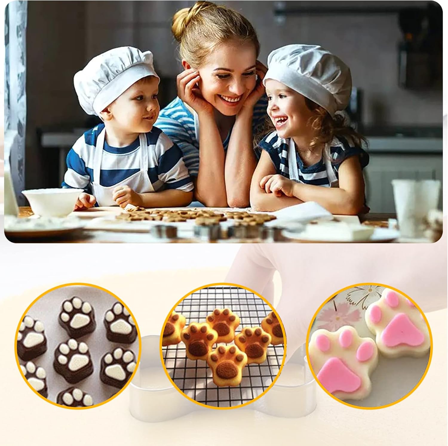 Set of 52 Pcs Silicone Molds Puppy Dog Paw, 16-Cavity, 3 Pieces Stainless Steel Bone Cookie Cutter,for Chocolate, Candy, Jelly, Ice Cube, Dog Treats.