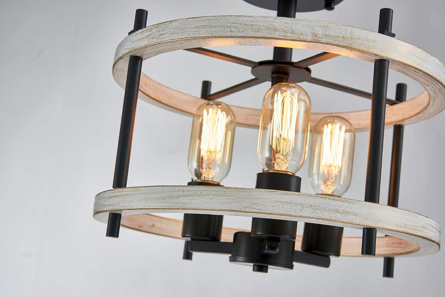 AGV LIGHTING Lámpara de techo semiempotrada, lámpara de granja de 3 luces para montaje en techo