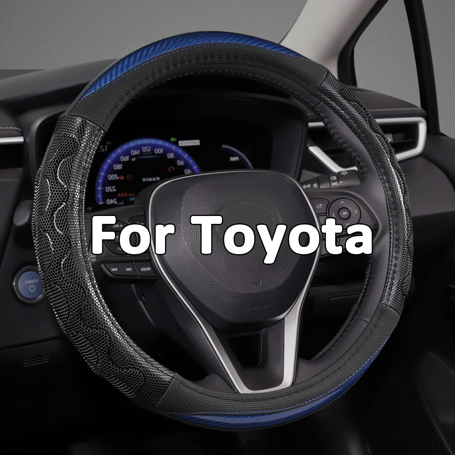 GIANT PANDA Funda de volante para Toyota Tacoma 4Runner Tundra Sequoia, cubierta de volante de automóvil para grandes 15.5-16 pulgadas, color azul