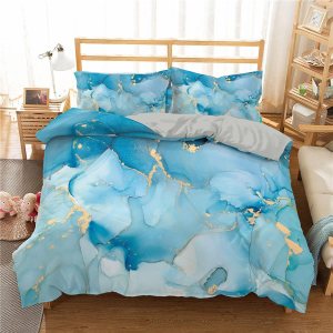 Juego de funda de edredón con estampado de mármol, suave tono pastel, abstracto ondulado patrón otomano, imagen de influencias otomanas, juego de Juego de funda de edredón con estampado de mármol, suave tono pastel, abstracto ondulado patrón otomano, imagen de influencias otomanas, juego de