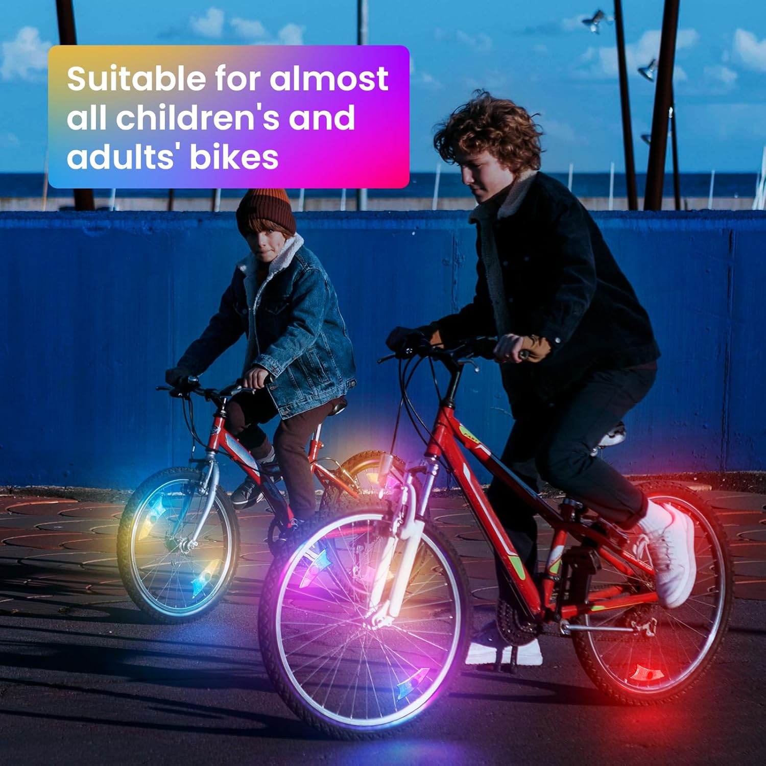 Paquete de 4 luces LED para rueda de bicicleta, luces ultra brillantes para radios de bicicleta, IPX5 impermeable, luz de bicicleta de color con