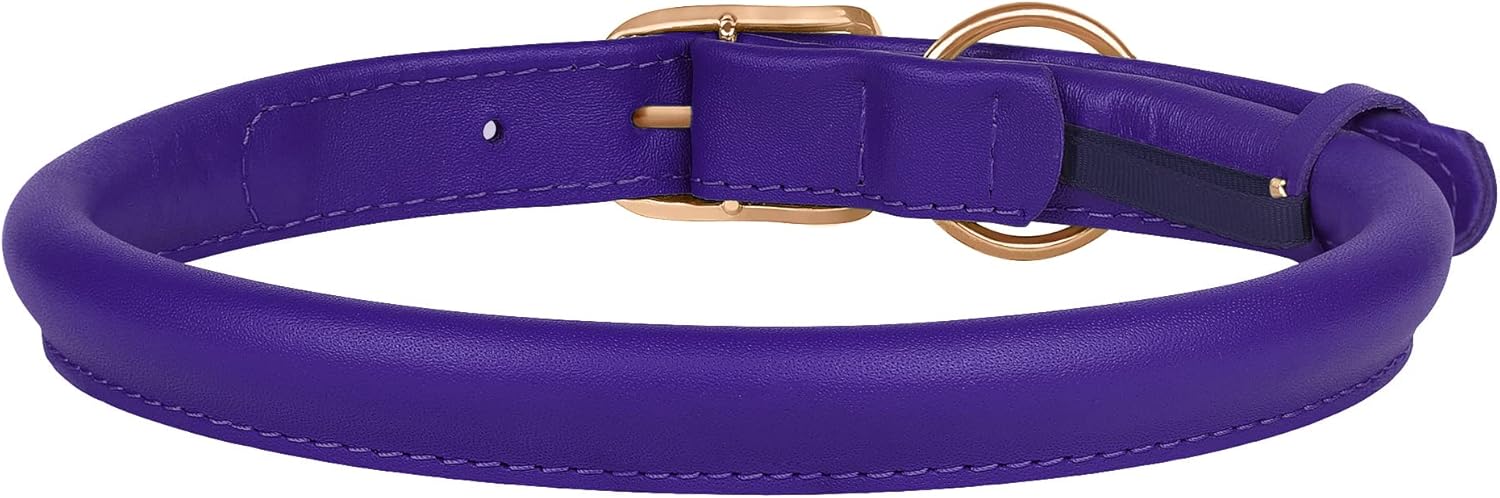Collar de cuero enrollado para perro, collar ajustable de cuerda redonda para perros pequeños, medianos y grandes, cachorros, rosa, morado, verde,