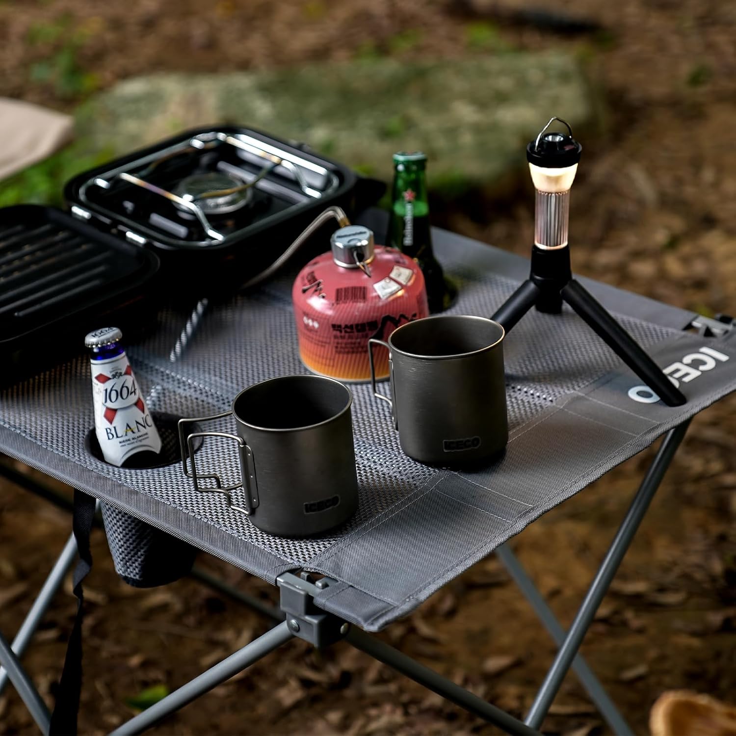 ICECO Mesa de camping portátil, mesa plegable para campamento, mesa plegable de alta resistencia, mesa de playa para arena, mesa al aire libre con 2