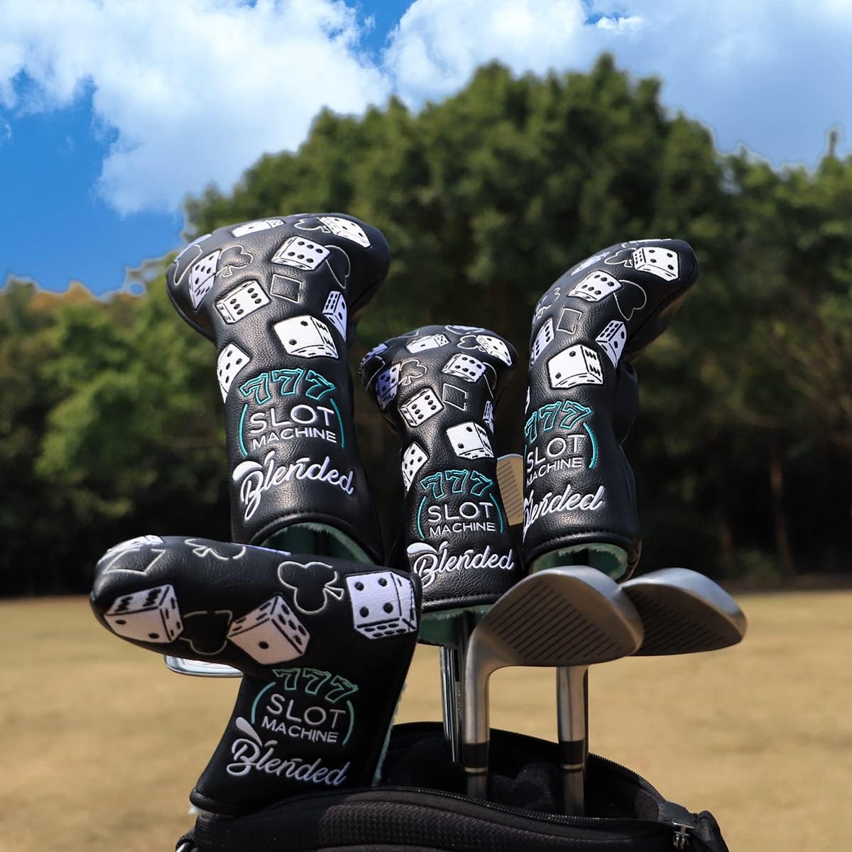 Fundas para palos de golf Lucky 777 Blade Putter Headcover Golf Driver Covers Fairway Wood Headcover Hybrid Head Cover Blade Putter Cover Leather 3