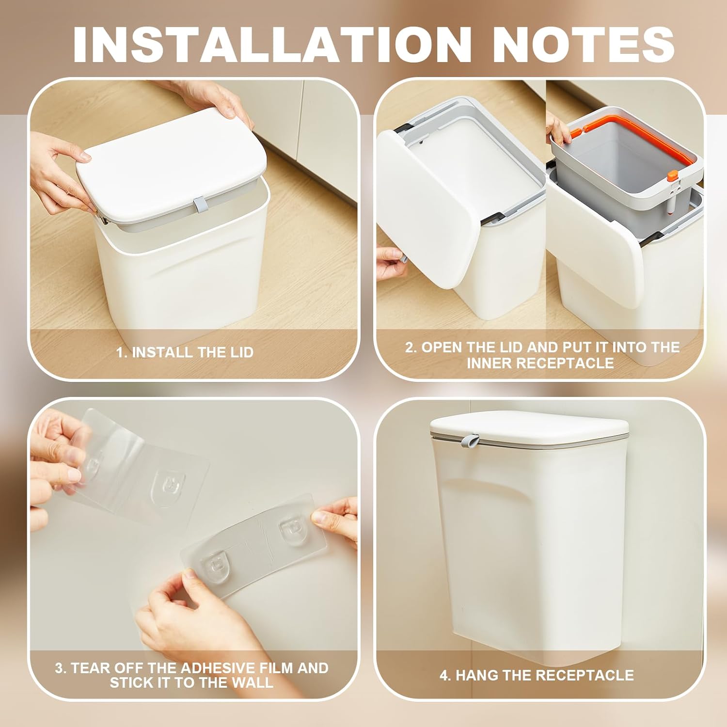 Tioncy Receptáculo de plástico para servilletas sanitarias con recipiente extraíble y 100 forros para servilletas sanitarias de 10.2 x 6.3 x 11.6