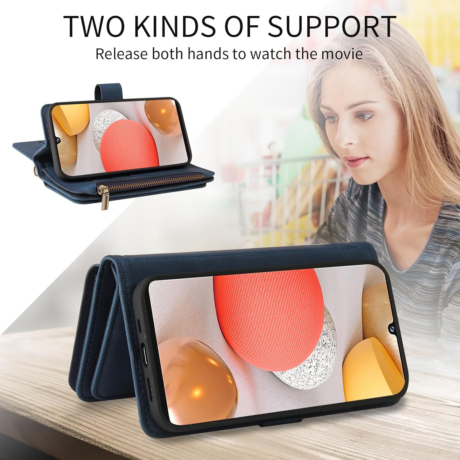 Asuwish Funda de teléfono para Samsung Galaxy A42 5G Funda tipo cartera con protector de pantalla de vidrio templado y correa para la muñeca de