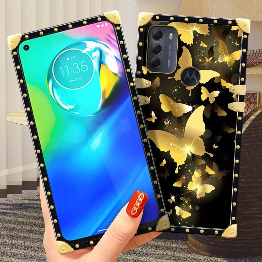 DAIZAG Funda compatible con Moto G Power 2022, diseño de mariposas doradas G Power 2022 para niñas, diseño de esquinas reforzadas totalmente