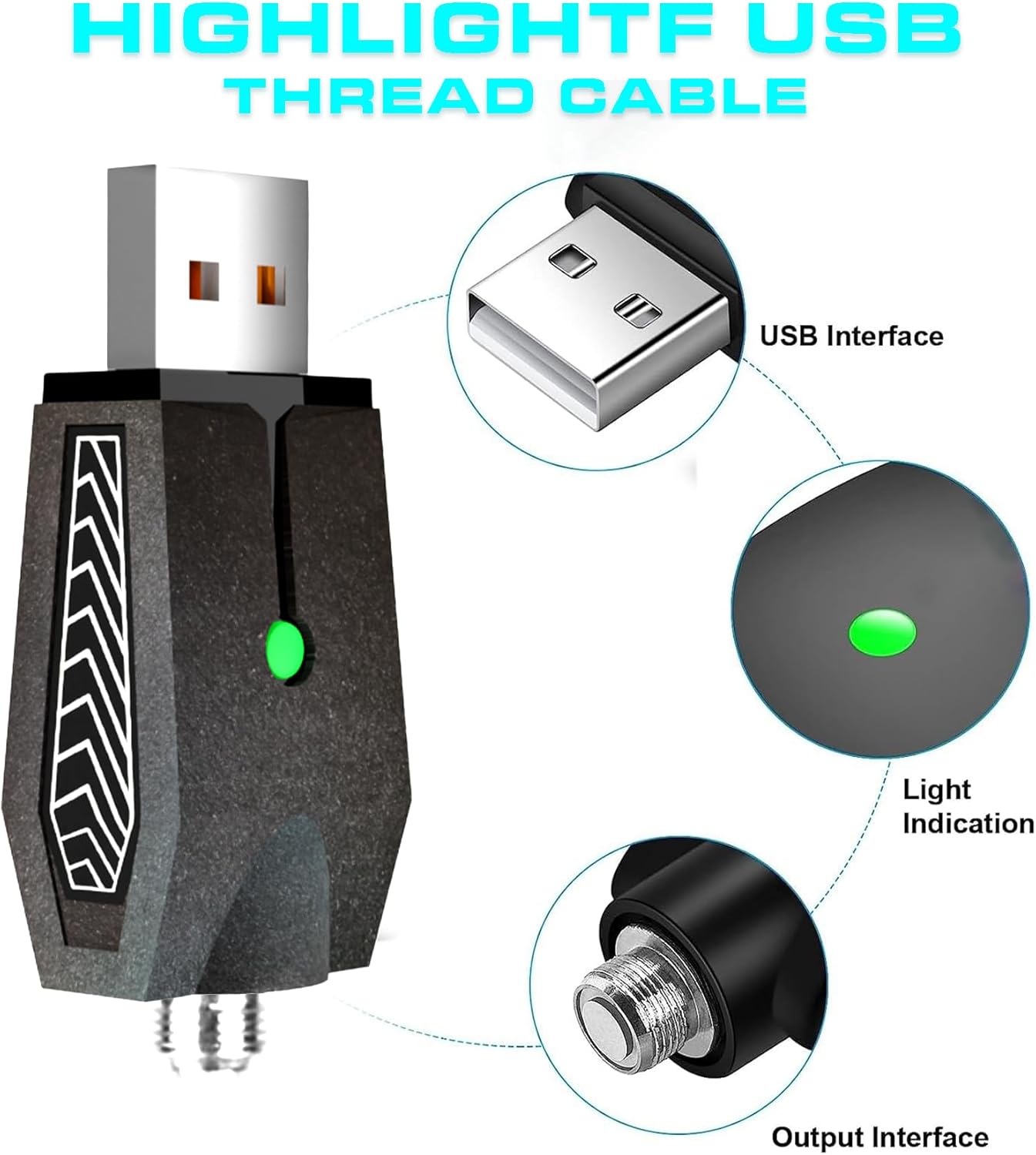 Cargador de rosca USB inteligente  3 piezas de rosca de cargador USB portátil con protección inteligente de sobrecarga e indicador LED