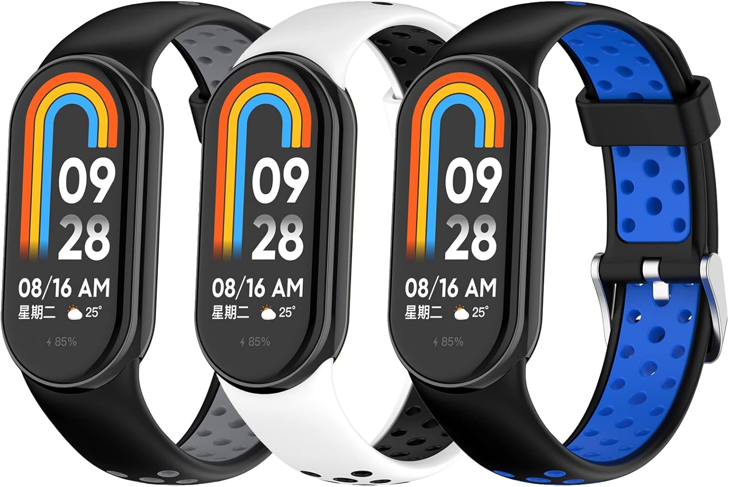 FitTurn Correas de muñeca coloridas compatibles con Xiaomi Smart Band 8, correas de repuesto deportivas ajustables y cómodas para Xiaomi Mi Band 8