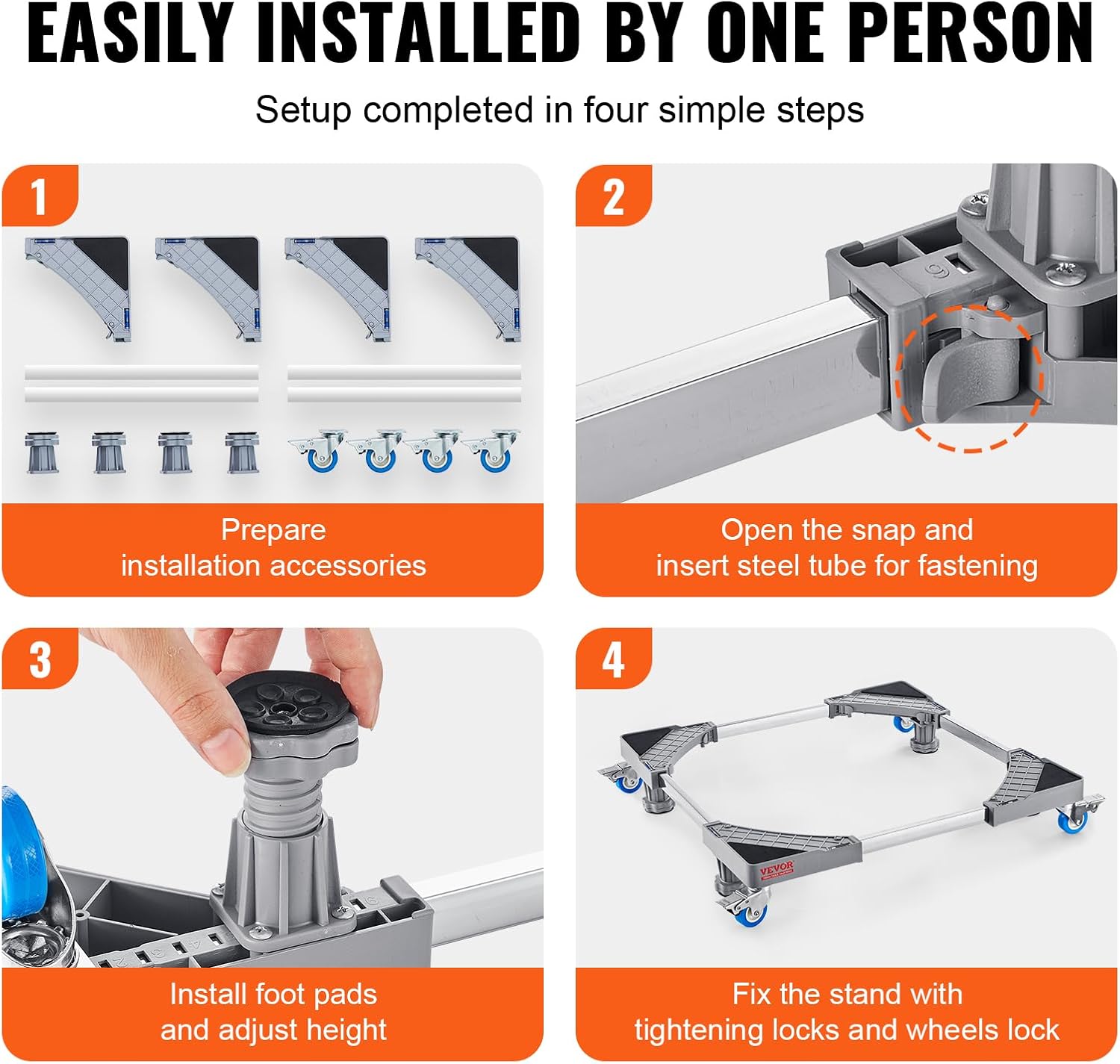 Mini soporte para refrigerador, base móvil universal de 27 pulgadas con 4 pies fuertes, 4 ruedas giratorias de bloqueo, base móvil ajustable para