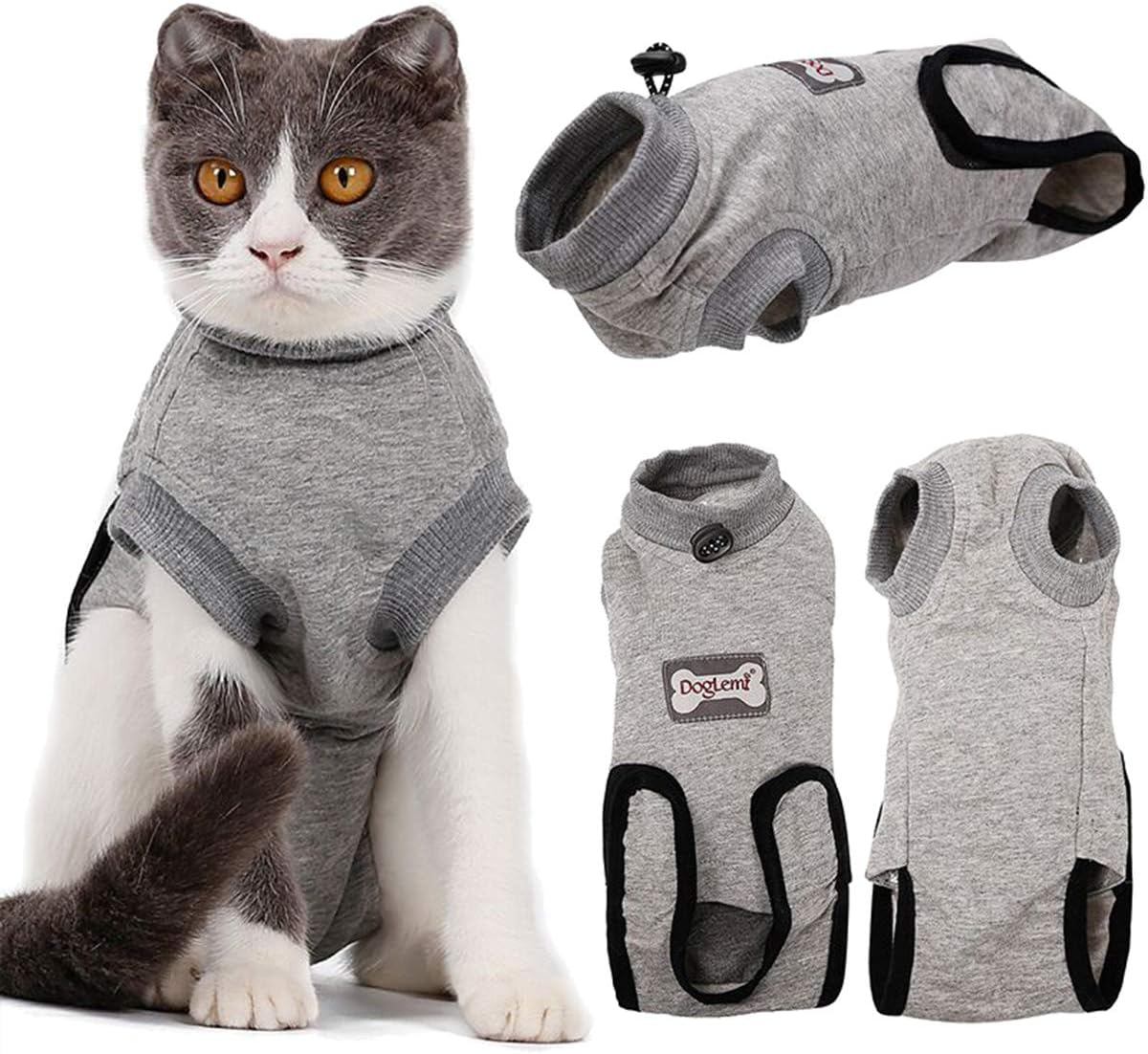 Bonaweite Traje de recuperación para gatos, traje de recuperación profesional para gatos para heridas abdominales, camisa alternativa antilamidas