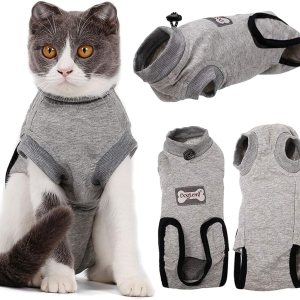 Bonaweite Traje de recuperación para gatos, traje de recuperación profesional para gatos para heridas abdominales, camisa alternativa antilamidas Bonaweite Traje de recuperación para gatos, traje de recuperación profesional para gatos para heridas abdominales, camisa alternativa antilamidas