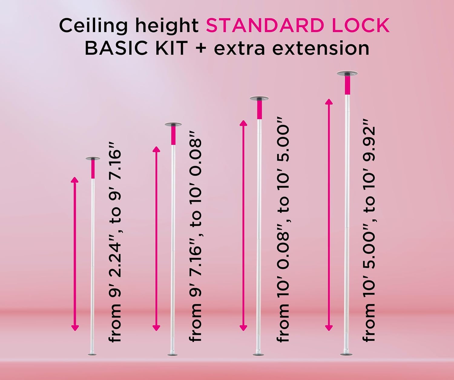 LUPIT POLE Extensión de poste bailarín Classic Chrome G2 de 1.772 pulgadas (19.685 in)  Accesorio extensor de poste definitivo para poste para