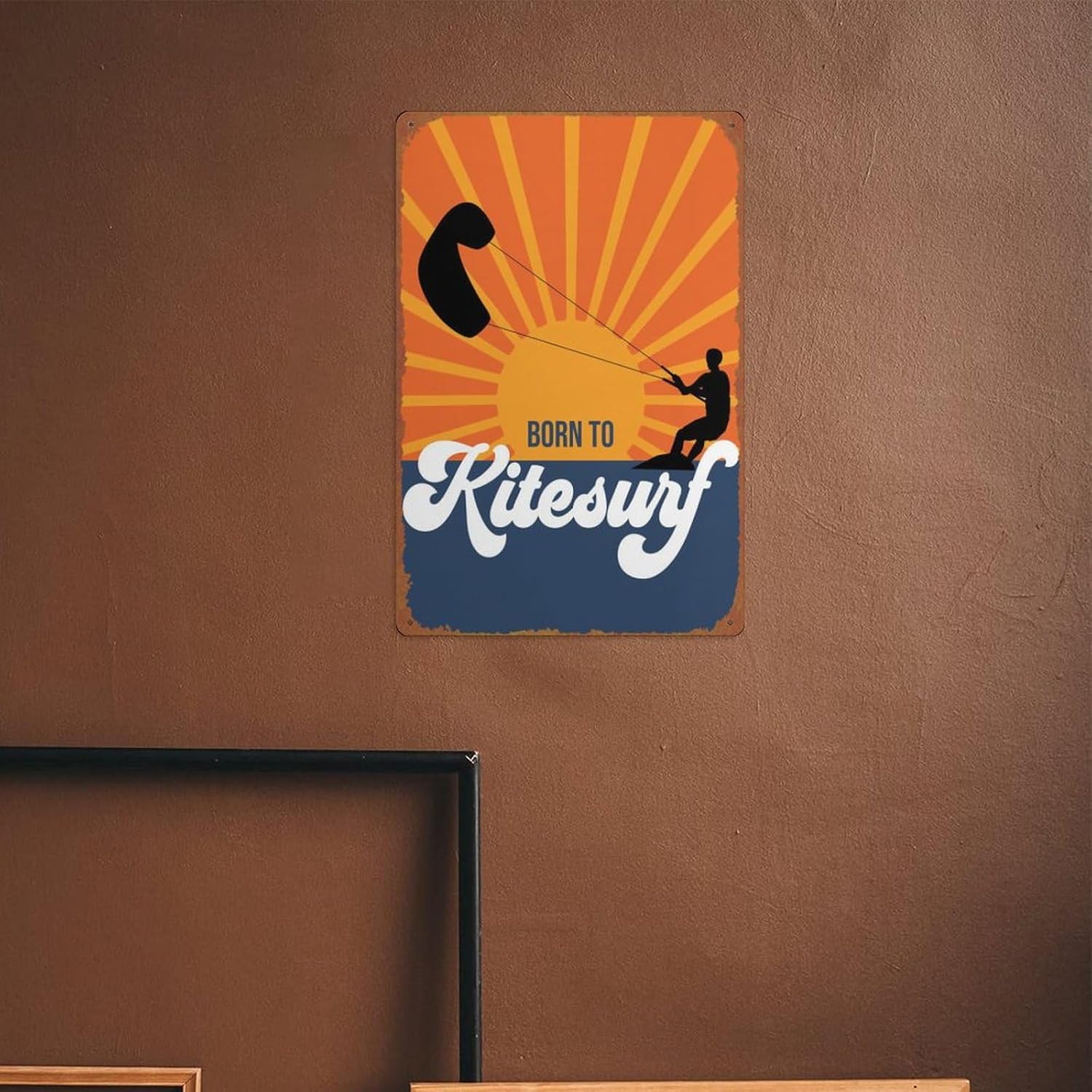 Born to Kitesurf – Cartel de metal para decoración de pared, estilo retro, 8 x 12 pulgadas