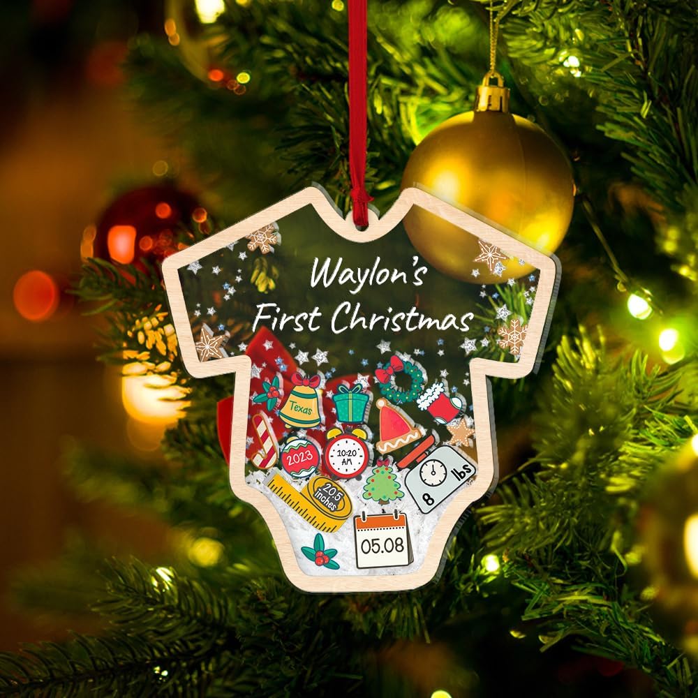 Adorno de Navidad para bebé 2023, adorno de estadísticas de nacimiento de bebé, adornos personalizados de primera Navidad para bebés 4D, adornos