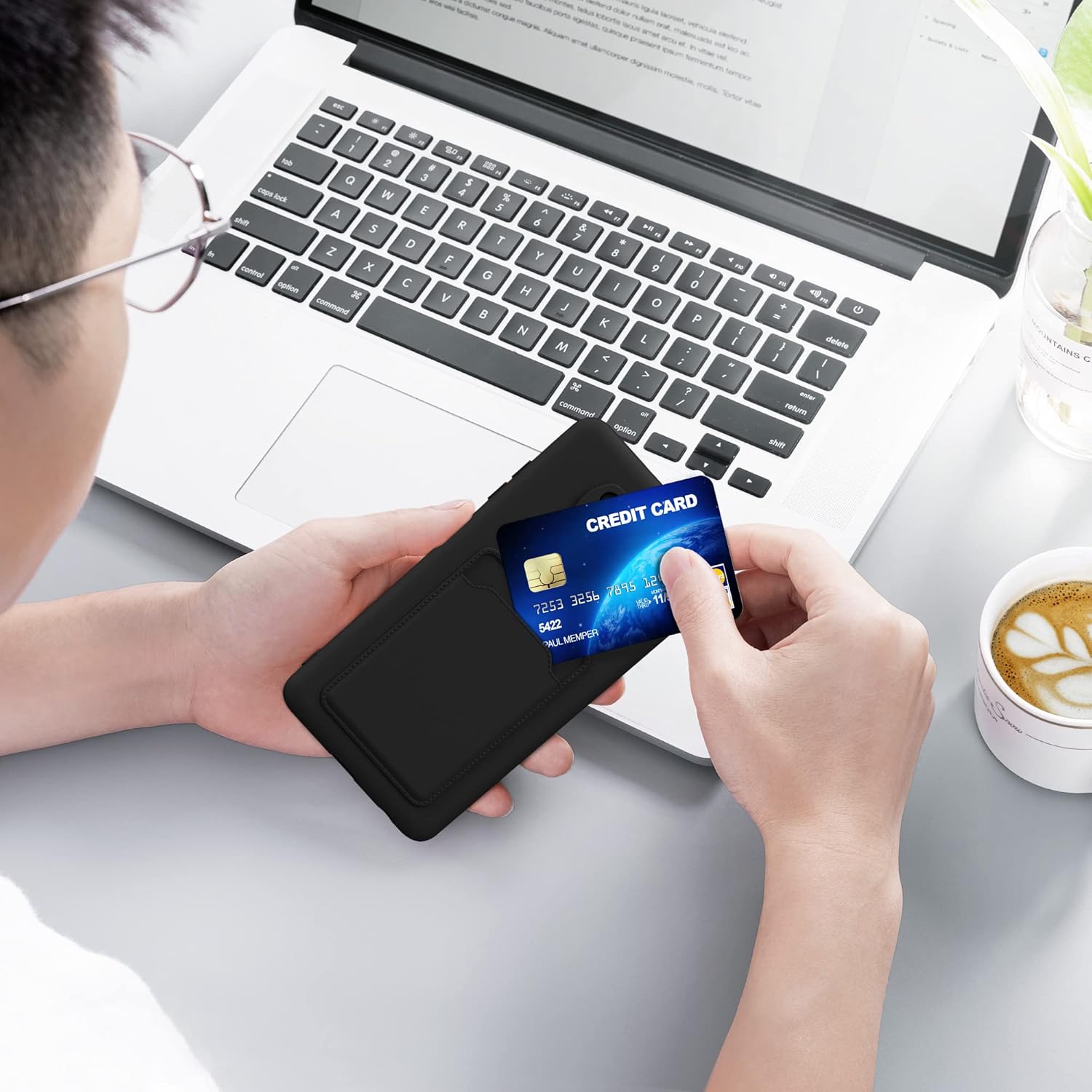 kwmobile Funda compatible con Xiaomi Poco X3 NFCPoco X3 Pro – Funda de TPU con tarjetero de crédito – Negro mate