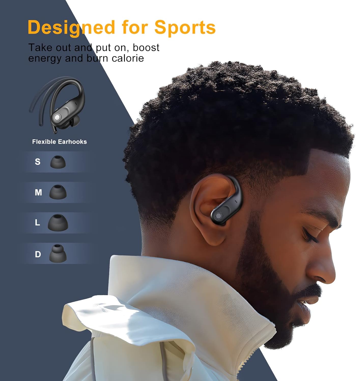Auriculares inalámbricos Bluetooth 130 horas de reproducción con estuche de carga inalámbrica de 2500 mAh, LED Diaplay Hi-Fi impermeable sobre la