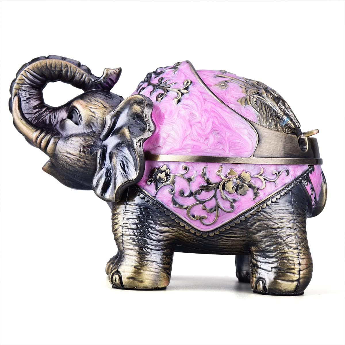 Cenicero de elefante con tapa, cenicero de metal resistente al viento, cenicero interior para hierbas, ceniceros de decoración práctica vintage para