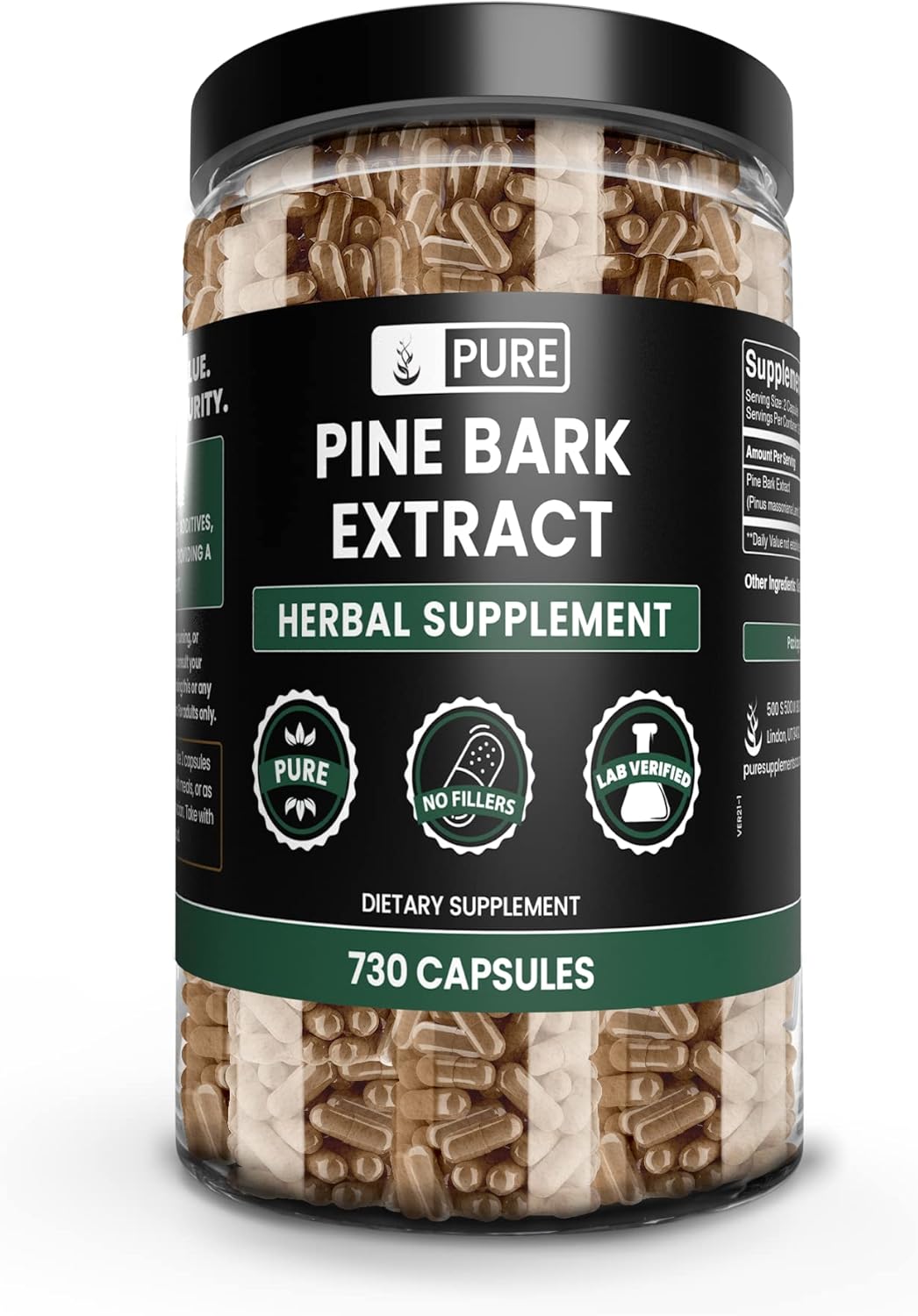 Pure Original Ingredients Extracto de corteza de pino (730 cápsulas) sin magnesio o rellenos de arroz, siempre puro, verificado por laboratorio