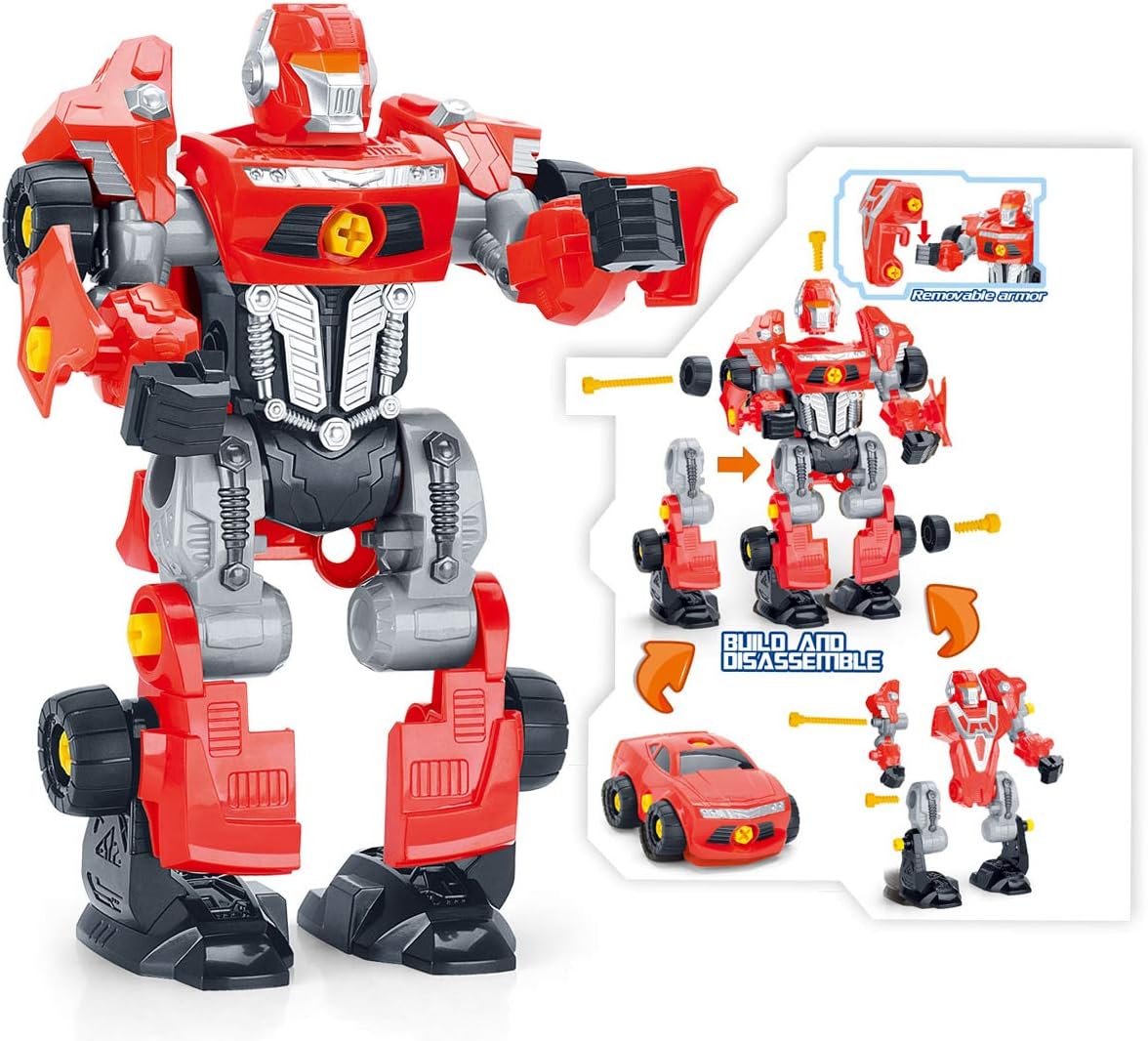 PowerTRC Juego de robot de juguete 3 en 1 con 42 piezas de modificación, taladro eléctrico y destornillador