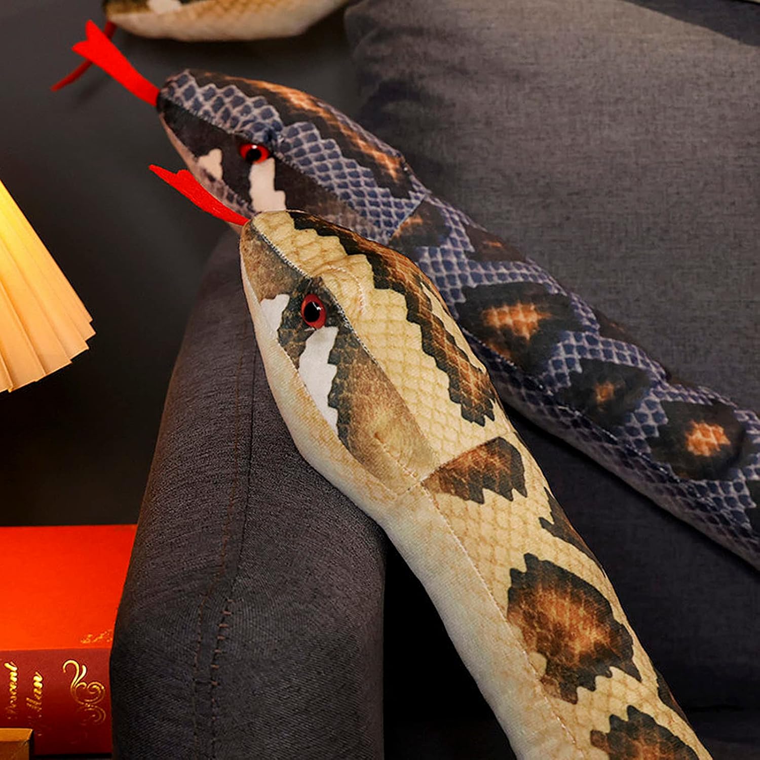 PURFUN Serpiente de felpa realista de 67 pulgadas de largo, serpiente, boa constrictor gigante realista, animal de peluche, decoración del hogar