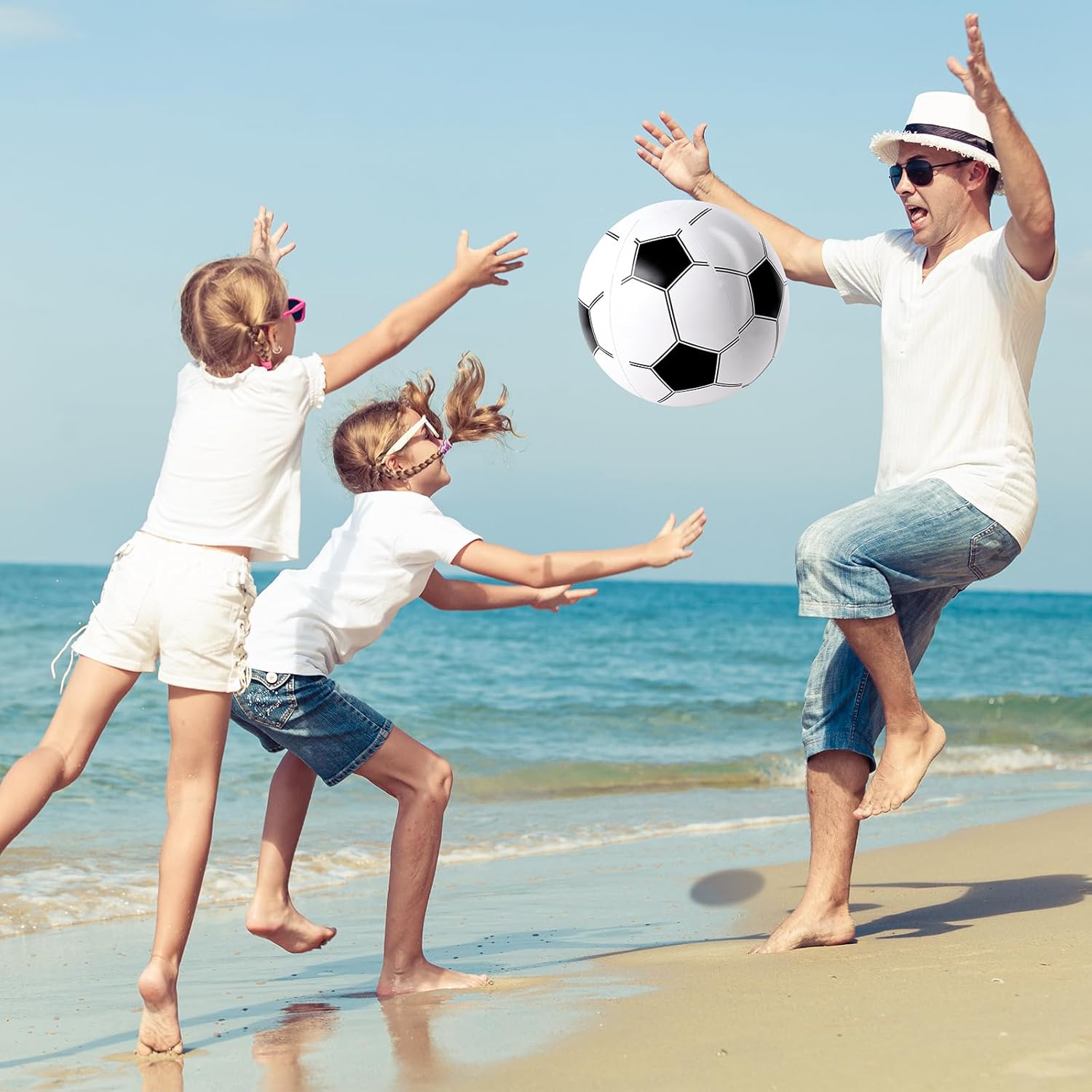 POPLAY 5 bolas inflables, pelotas inflables de playa de fútbol de 12 pulgadas para niños, recuerdos de fiesta de verano, piscina, juego de playa