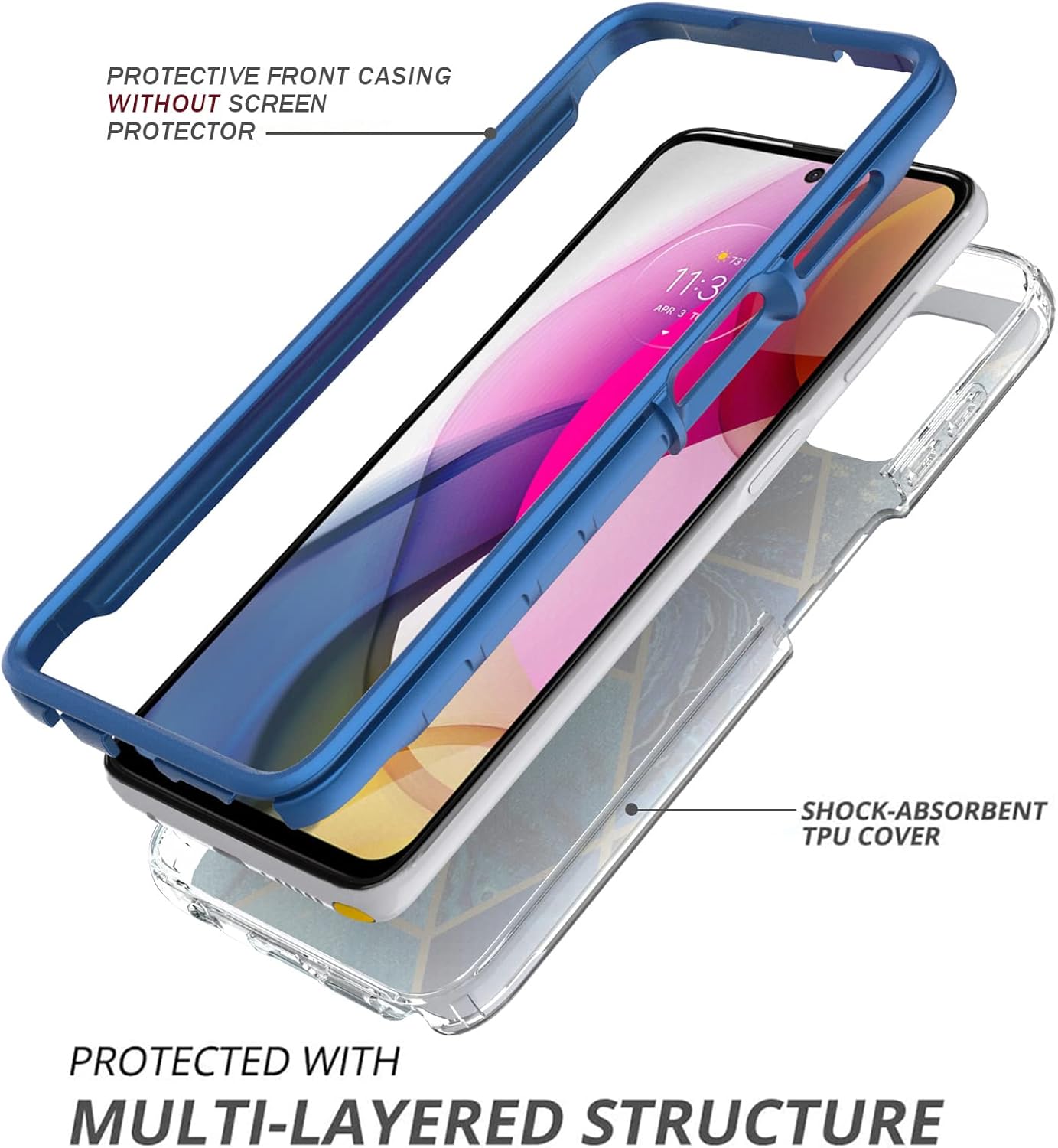 Jeylly Motorola G Stylus 5G 2022 – Funda para Moto G Stylus 5G 2022, funda híbrida de policarbonato duro + goma de poliuretano termoplástico suave a