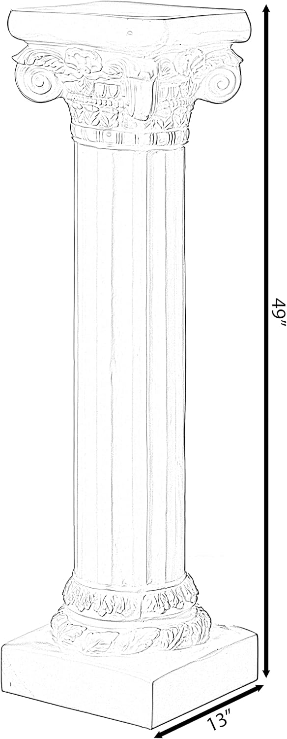 Uniquewise Jarrón de pedestal iónico decorativo de fibra de vidrio de fibra de vidrio blanco con columna de estilo romano para boda, sala de estar o