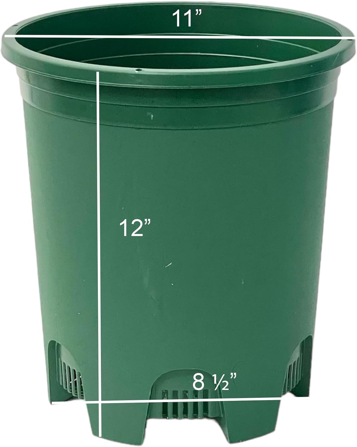 Paquete de 10 macetas verdes de plástico negro de 5 galones con drenaje para plantas grandes en interiores y exteriores