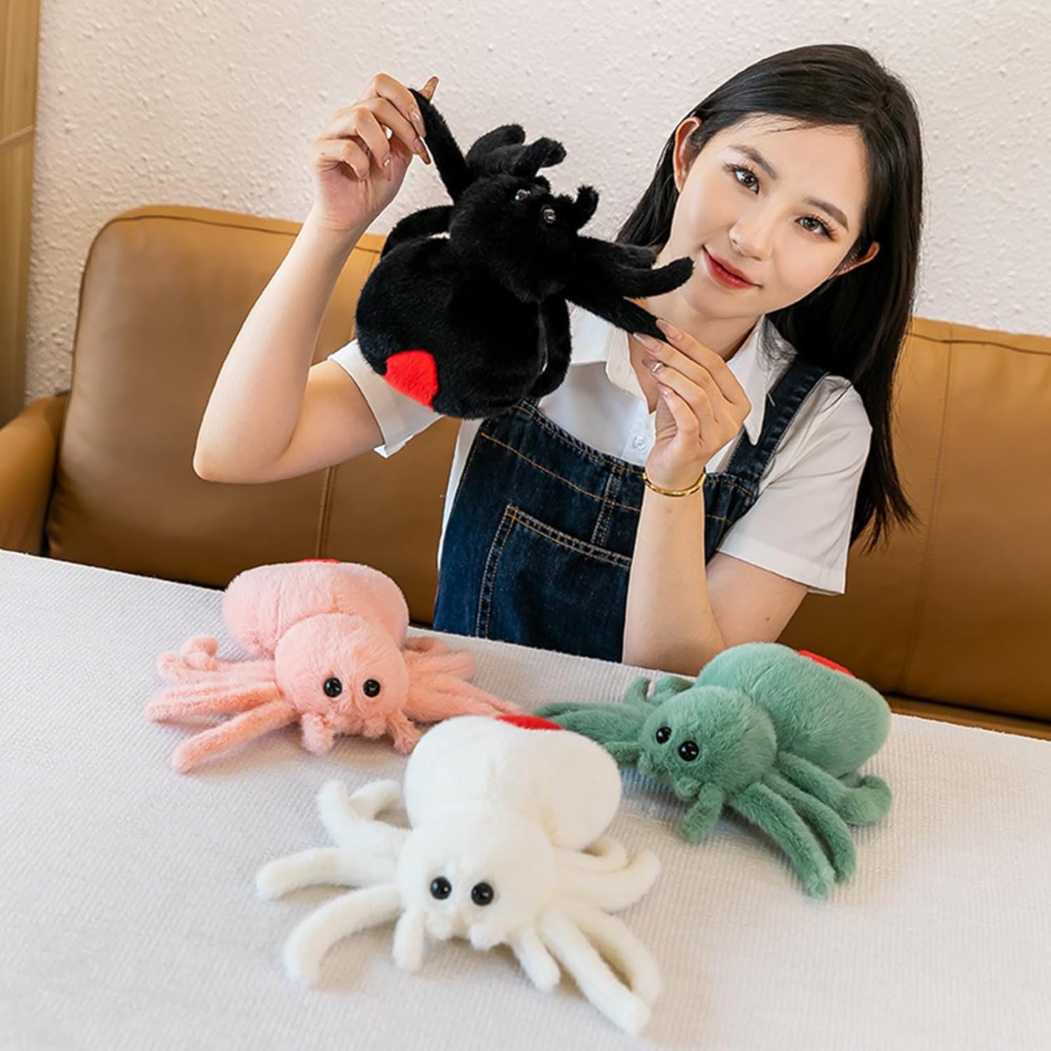 Juguete de peluche de araña, suave juguete de peluche Kawaii de Halloween de 10 pulgadas, decoración de regalo para niños y adultos (rosa)