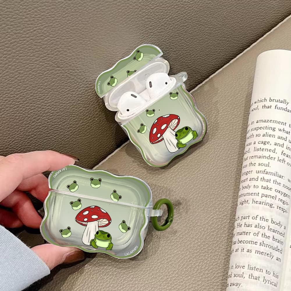 Funda compatible con Airpods Pro de rana, bonita funda con llavero para mujeres y niñas, funda protectora transparente de silicona suave Kawaii de