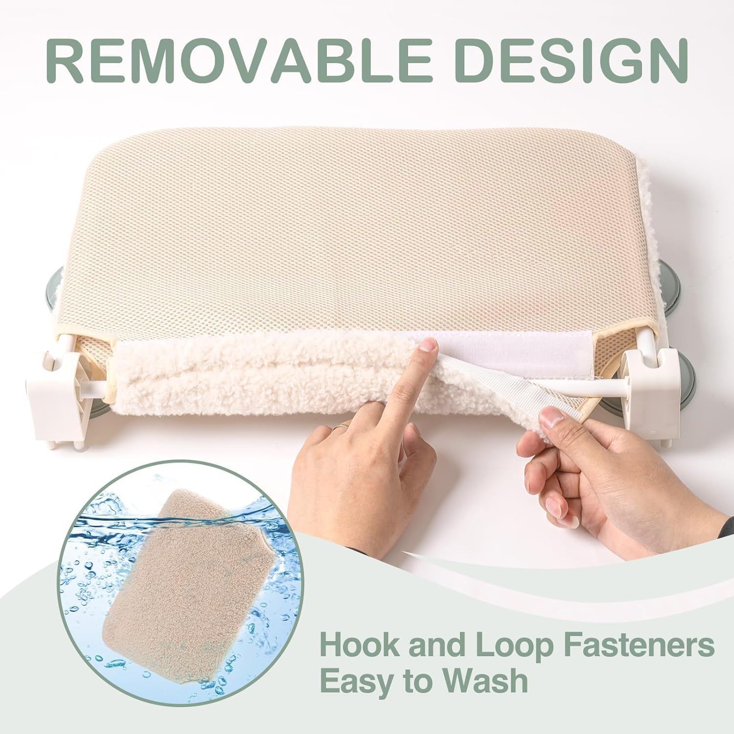 Perca duradera para ventana de gato, asiento de hamaca para gatos en interiores, tapete reversible para uso durante todo el año, cama plegable para
