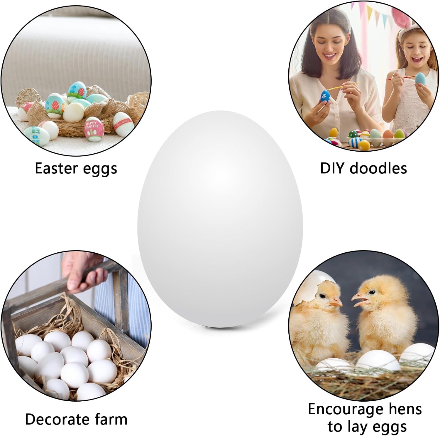6 huevos falsos de madera, huevos de Pascua de madera blanca, juego de comida de juego de simulación de cocina, juguetes de cocina para niños,