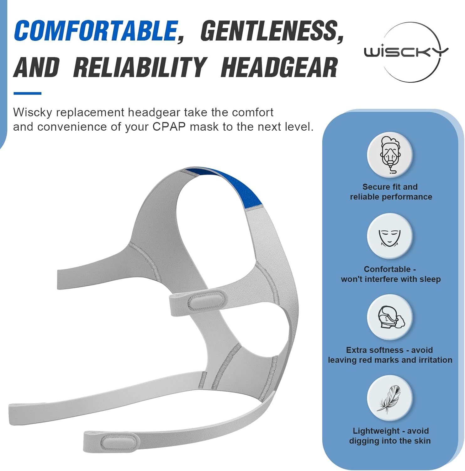 Wiscky Juego de 3 cascos para ResMed AirFitAirTouch F20-3 unidades de repuesto compatibles con máscara facial completa, incluye correas elásticas y